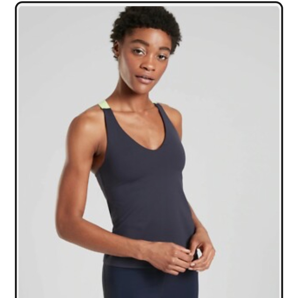 Athleta Navy Racerback Tank with Built-In Bra – Medium